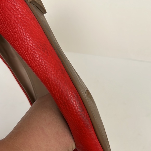 Tory Burch Red Leather Flats Size 10 Shoes Womens - Picture 7 of 11